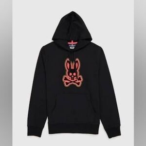 Psycho Bunny Patchin Chenille Bunny Logo Hoodie in Black 4XLT